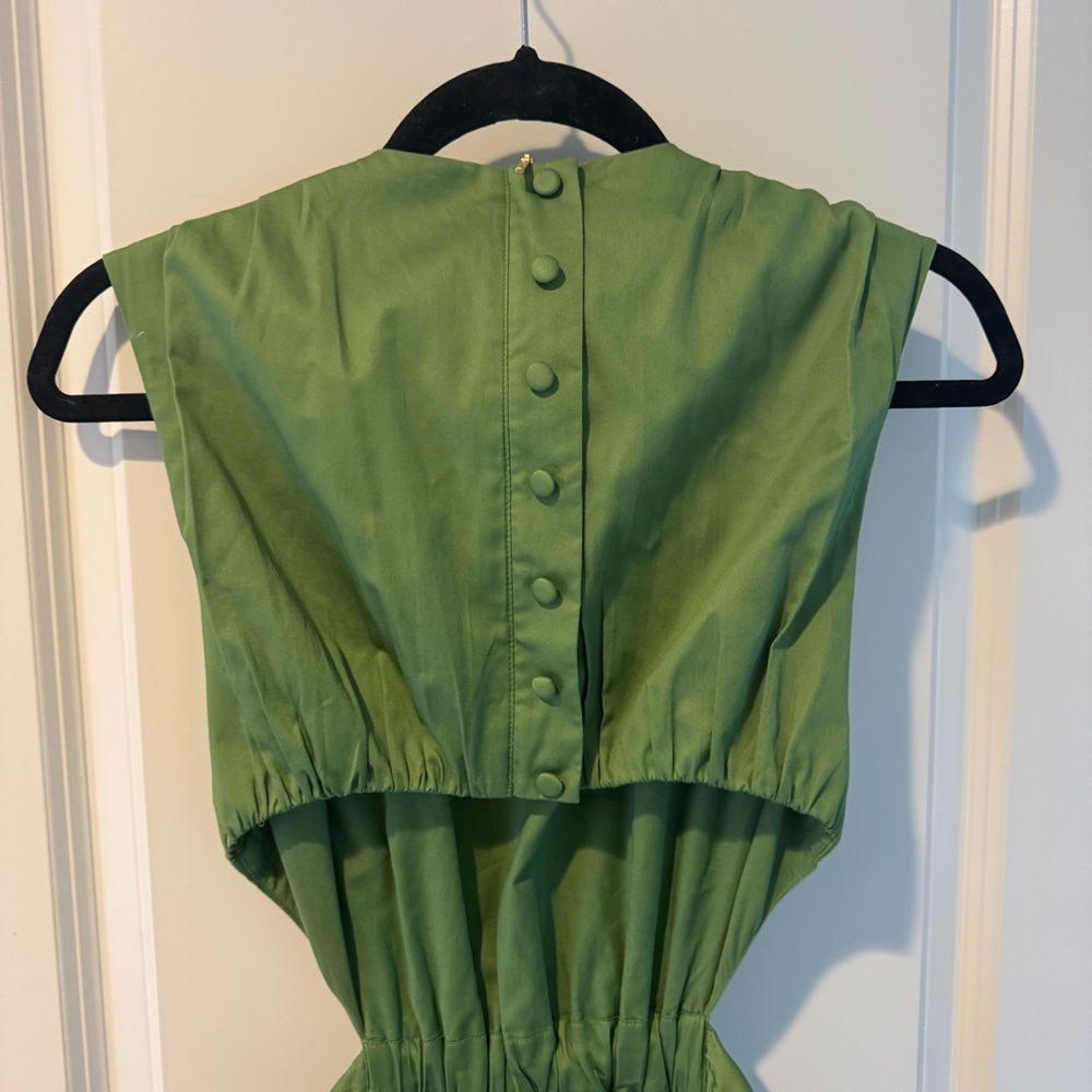 Aje Zorina Tie-Detail Midi Dress Green Sleeveless | Size 8 - Picture 7 of 10